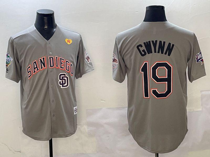 Men San Diego Padres #19 Gwynn Grey Throwback Game 2025 Nike MLB Jersey style 31214->san diego padres->MLB Jersey